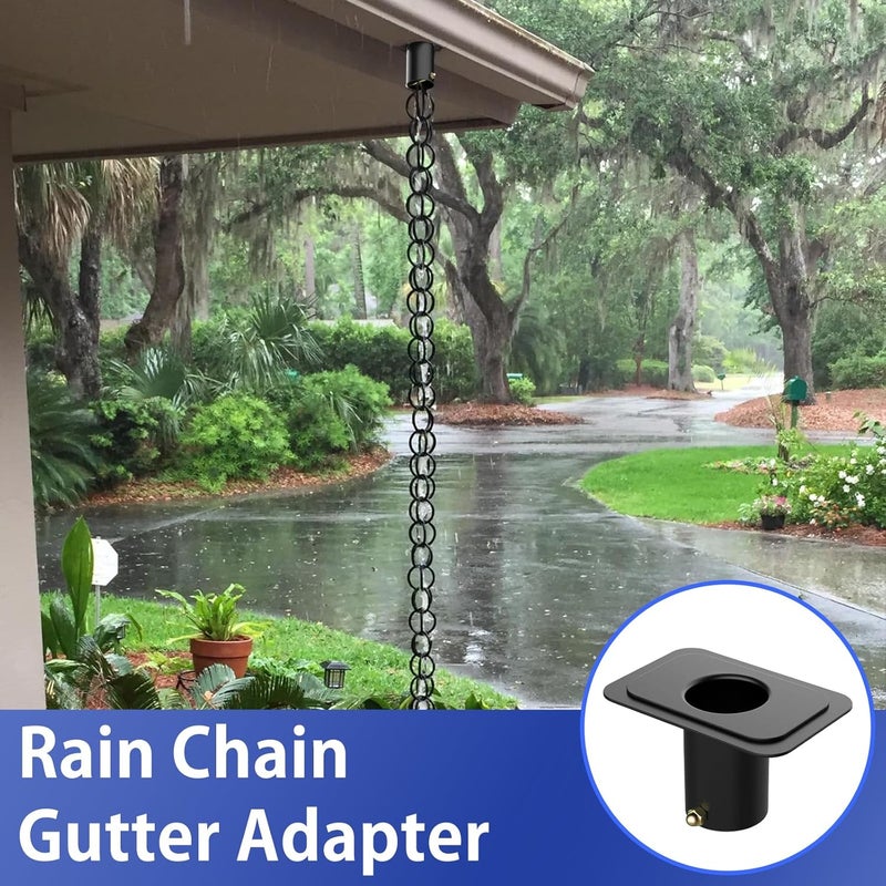 Fengone 4pack Rain Chain Gutter with Bolt Anti-Rust Black Metal Adapter Decorative Rain Chains for Outside Gutter Downspout Adapter - Image 5